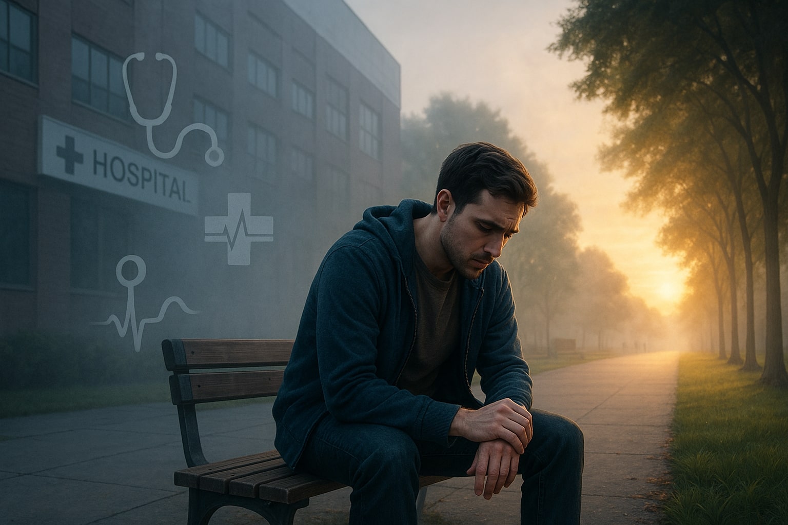 Person experiencing intrusive thoughts and anxiety due to Health OCD, symbolizing health-related obsessive-compulsive disorder.