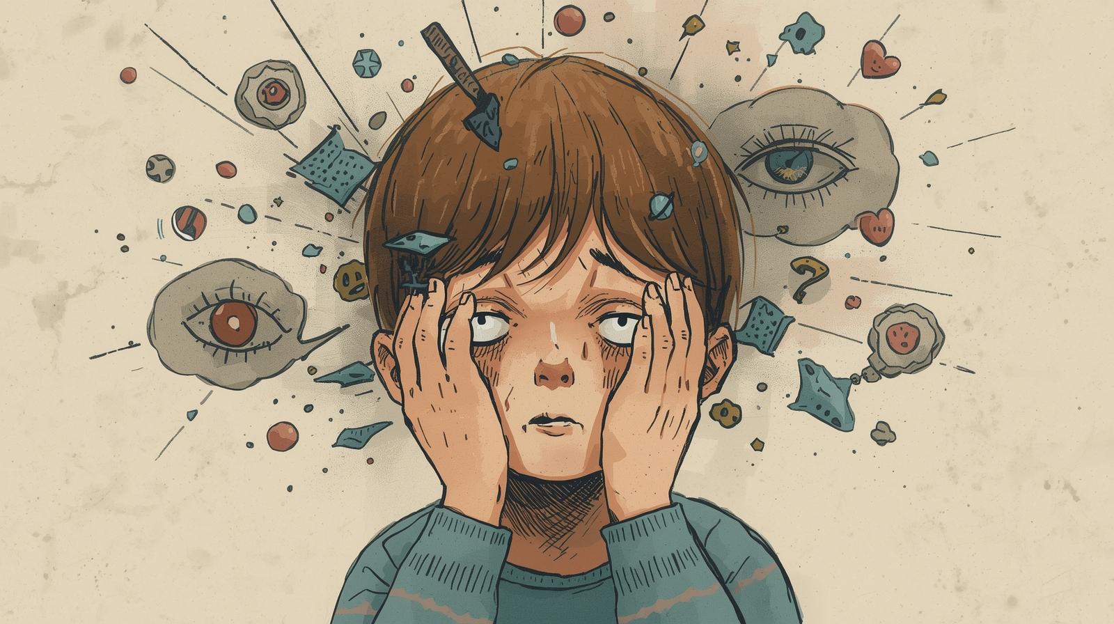 Child struggling with intrusive thoughts and anxiety related to Harm OCD