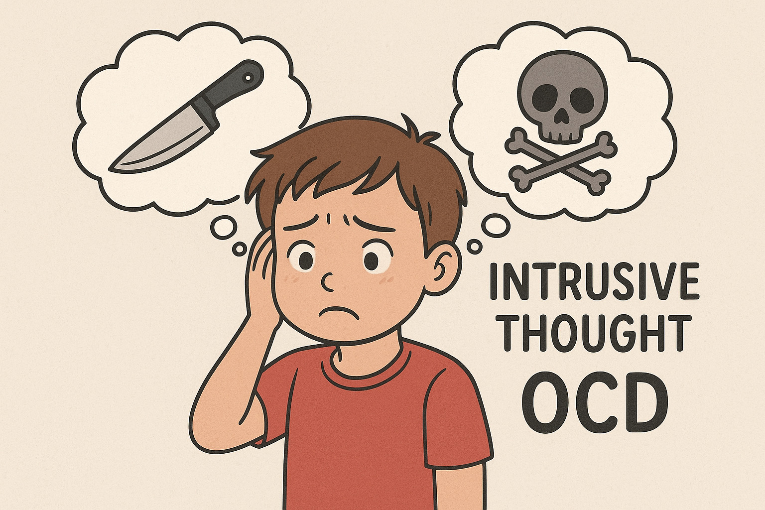 Child struggling with intrusive thoughts due to OCD