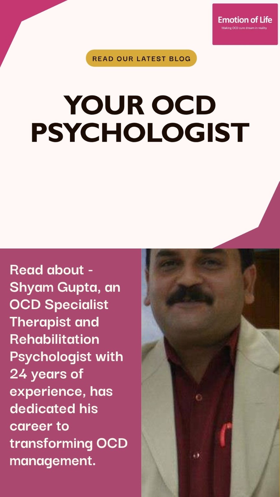 Therapist guiding client through CBT and ERP session for OCD treatment at Emotion of Life India