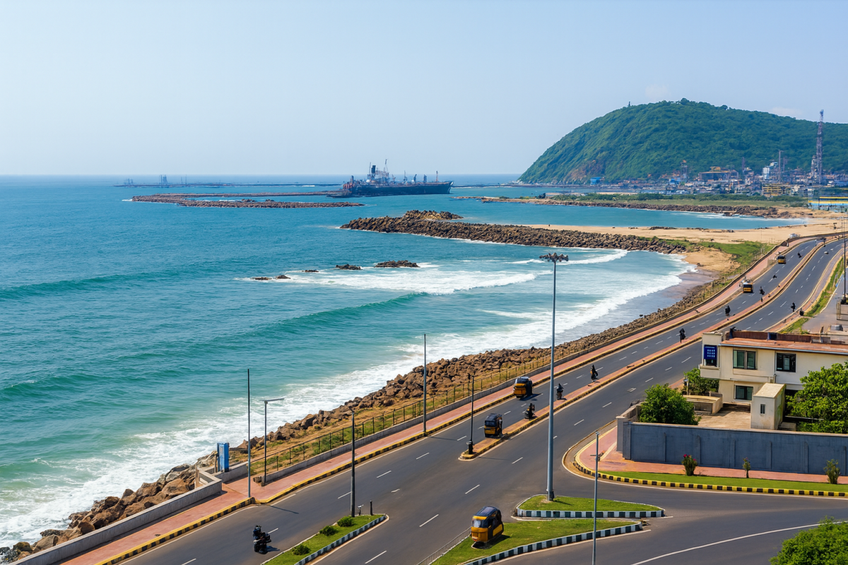 Coastal road and ocean view of Visakhapatnam city used for OCD treatment in Visakhapatnam awareness