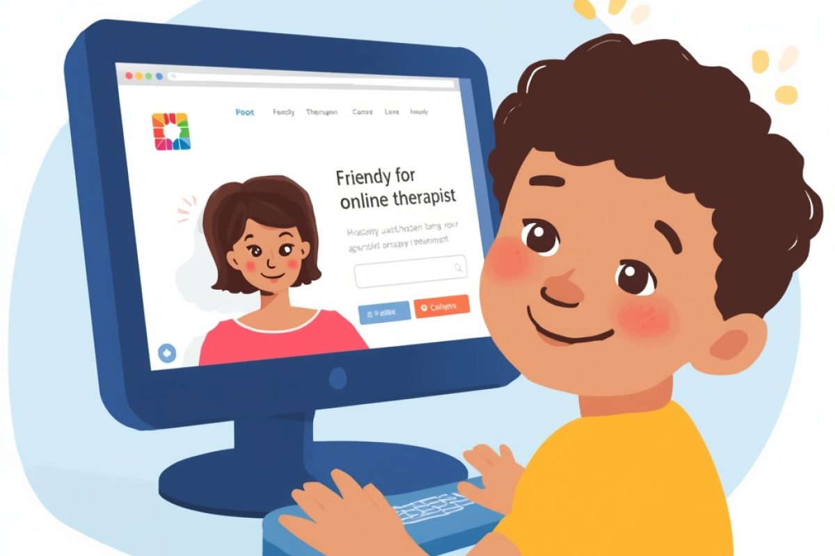 Child receiving online OCD treatment from a therapist via video session